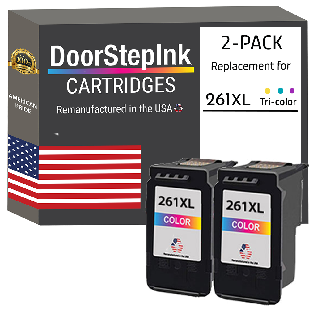 DoorStepInk Brand for Canon CL-261XL 261 XL Color Remanufactured in the USA Ink Cartridges Twin Pack